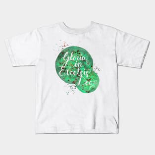 Hand Painted Watercolor "Gloria in Excelsis Deo" Kids T-Shirt